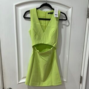 French Connection Neon Green Cutout Mini Dress